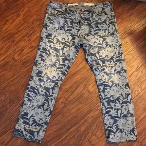 Pilcro flower print boyfriend jeans